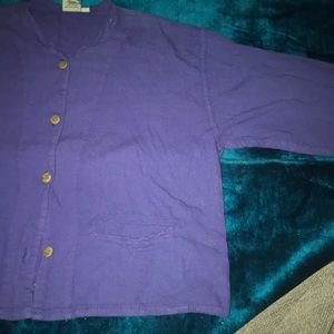 Blue button down top